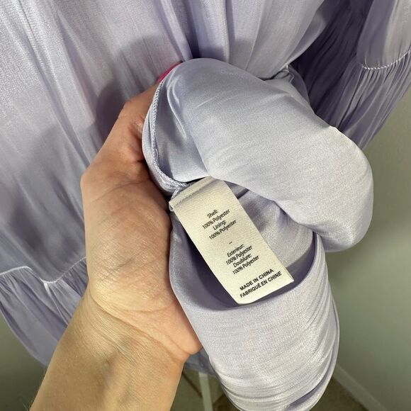 Cinq a Sept Lavender Purple Phyllis Bracelet Sleeve Gathered Pleated Blouse - Picture 11 of 16